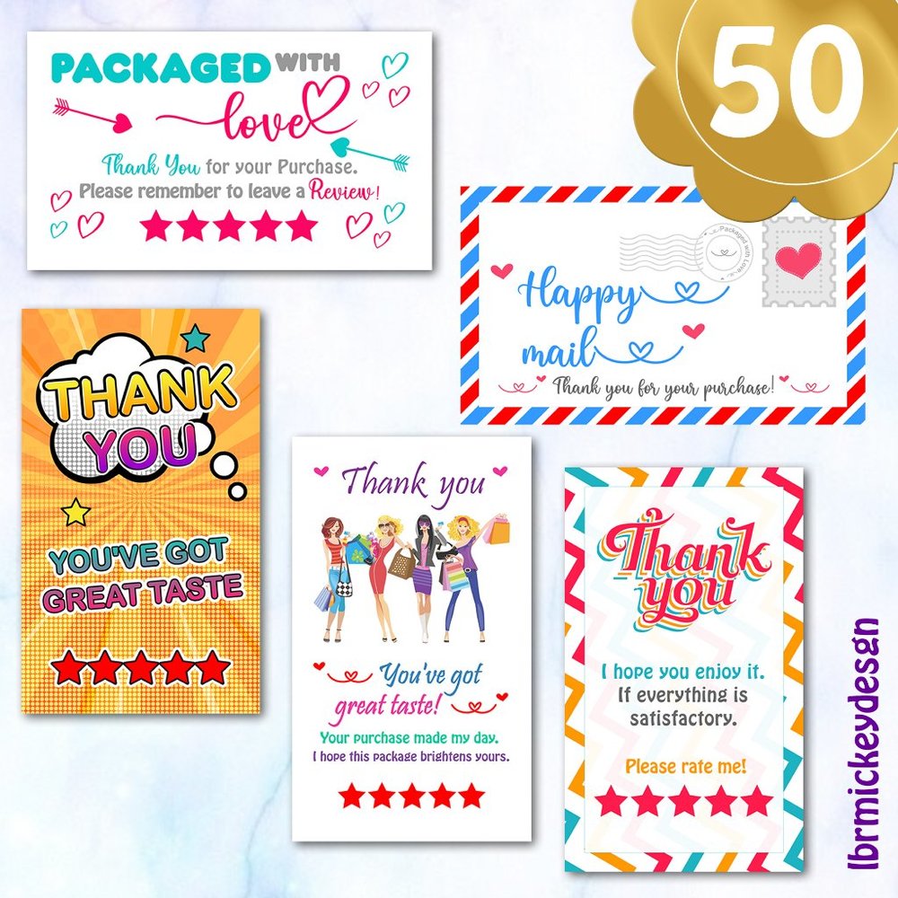 ♥️ 5x25 / 50 Thank You Cards